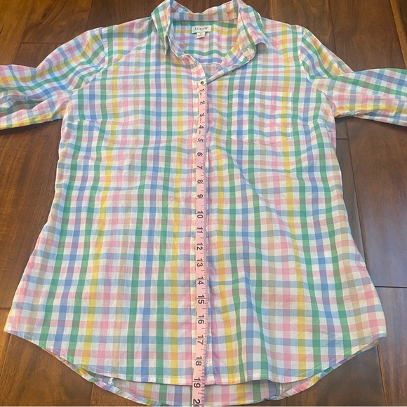 J.Crew Women Classic Pastel Rainbow Gingham Button Front Long Sleeve Shirt Small - Picture 4 of 7